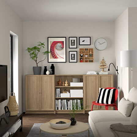 Kapaklı kitaplık, meşe görünümlü, 240x30x106 cm