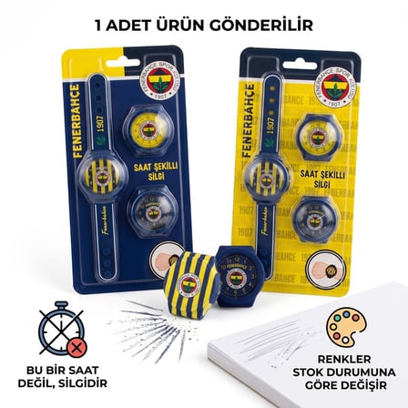 BakGelAl Fenerbahçe Lisanslı Saat Şeklinde Silgi – Bileğe Takılabilir Taraftar Silgisi Çocuk Okul Kırtasiye