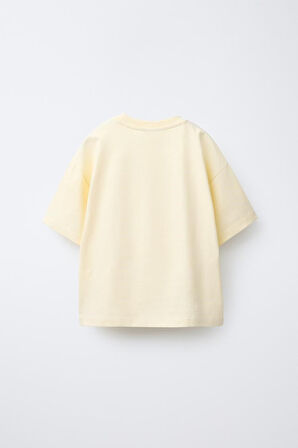 Yaz Çiçekleri Baskılı %100 Pamuk Oversize Kız Çocuk Tişört