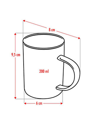 3'lü Borosilikat Isıya Dayanıklı Termısıl Cam Kupa Bardak (3 x 200 ml)