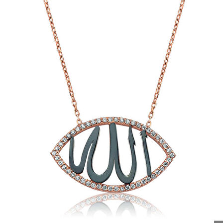 Gümüş Allah Yazılı Kadın Kolye