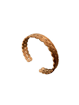 Eskitme Örgü Motifli Bakır Bileklik | Otantik, Doğal ve Etnik Ayarlanabilir Manşet Tasarım