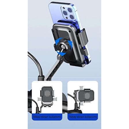 360° Dikiz Aynası Bisiklet Motosiklet Telefon Tutucu 