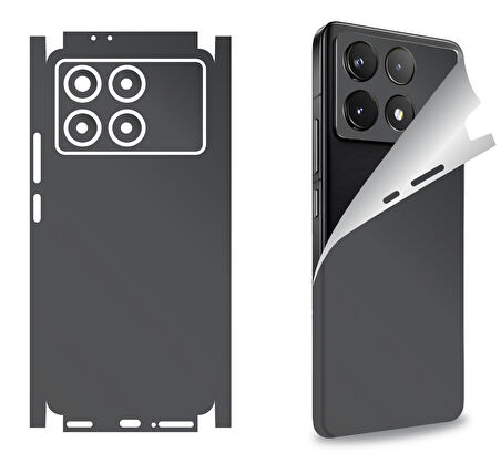 Xiaomi Poco F6 Pro için uyumlu 360 full arka kaplama koruma sticker - KOYU GRİ