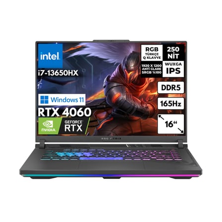 Asus ROG Strix G16 i7-13650HX 16-GBDDR5 1 TBSSD RTX4060 (8 GB) 16" WUXGA Windows 11 Home G614JV-N3242WHMF4