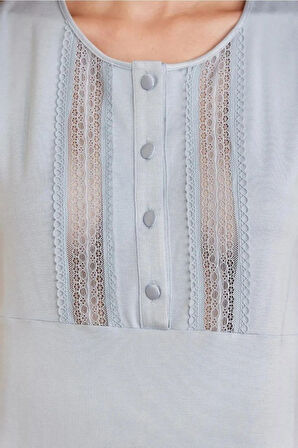 Pierre Cardin 2800 Kadın Mist Dantelli Penye 3'lü Sabahlıklı Pijama Takım