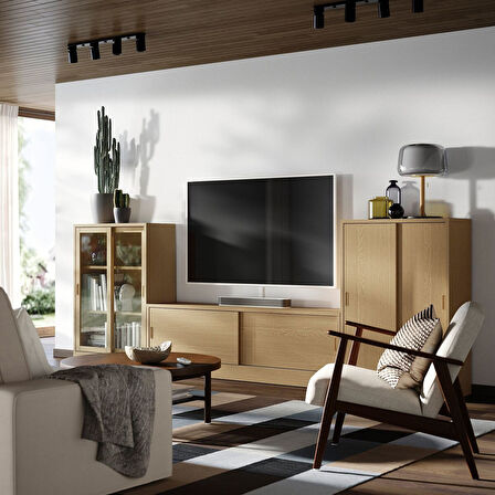 Tv ünitesi, meşe kaplama, 342x37x120 cm