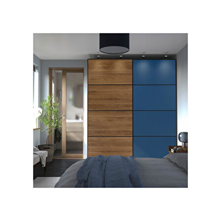 Sürgü kapak paneli, ceviz görünüm-mavi, 100x236 cm