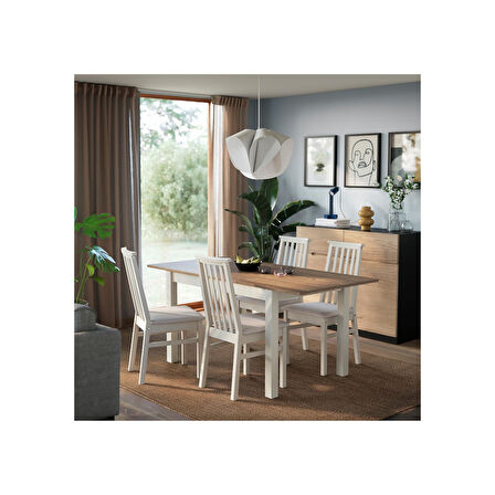 Açılır yemek masası, bej-kahverengi, 4-6 kişilik, 120/170x80 cm