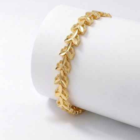 💎 Premium Şık ve Parlak Laurel 24K Gold Kaplama 8 mm Kadın Bijuteri Bileklik 3183KBV5D5 - (~18cm)