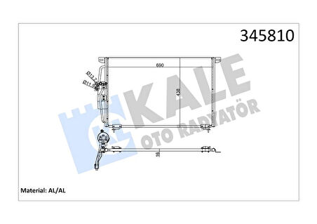 KLİMA RADYATÖRÜ KONDENSERİ OPEL OMEGA B 1994-2003 665X450X16 AL/AL 52475899 52482789 52460418 1850059