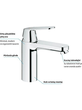 Grohe 23327000 Krom Eurosmart Cosmo Lavabo Bataryası