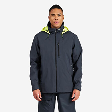 Erkek Rüzgar Kesen Yelkenli Yağmurluğu - Gri/Sarı - Sailing 500