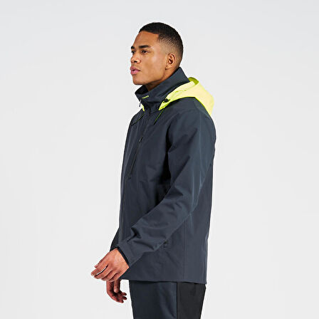 Erkek Rüzgar Kesen Yelkenli Yağmurluğu - Gri/Sarı - Sailing 500