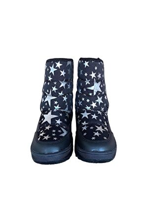 Dayanıklı, Su Geçirmez, Ortopedik, Cırtlı,  Çocuk Kar Botu Ayakkabı SİYAH