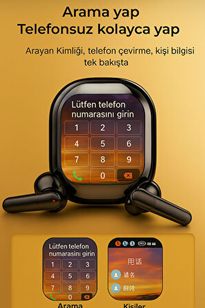 QASUL Kişiselleştirilebilir LED Ekran Renkli Dokunmatik Ekranlı Kablosuz Bluetooth Kulaklık