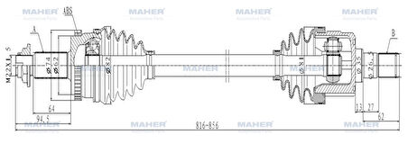 AKS KOMPLE ARKA 9-35 2010-2015 / SPORTAGE 2011-2016 / DİZEL A/T SAĞ ABSLİ 48 DİŞ 816MM 49601 2Y000