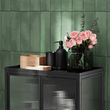 Vitrin, antrasit-sazlı cam, 60x34x146 cm