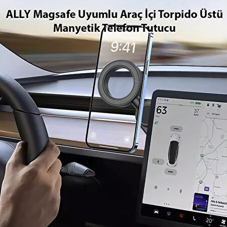 Esnek magsafe özellikli güçlü mıknatıslı araç içi telefon tutucu manyetik tutucu tesla ekran için