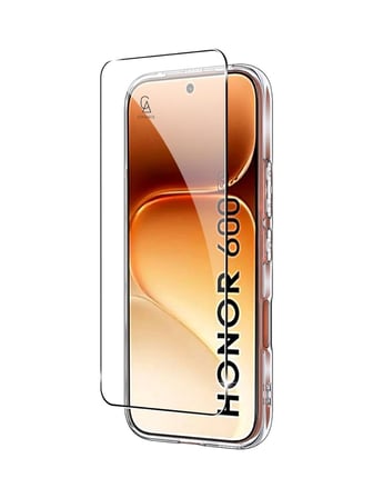 Honor 600 ile Uyumlu Karbon Tasarım Silikon Telefon Kılıfı ve Temperli Cam Ekran Koruyucu