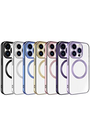Apple iPhone 15 Pro Max ile Uyumlu Kılıf Mıknatıslı Wireless Magsafe Şarj Özellikli Kılıf Kapak
