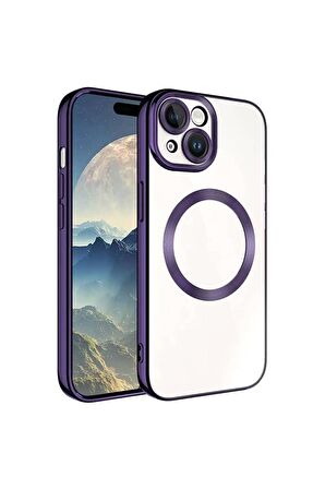 Apple iPhone 15 Plus ile Uyumlu Kılıf Mıknatıslı Wireless Magsafe Şarj Özellikli Kılıf Kapak