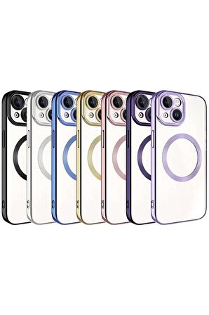 Apple iPhone 15 Plus ile Uyumlu Kılıf Mıknatıslı Wireless Magsafe Şarj Özellikli Kılıf Kapak