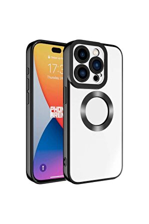 Apple iPhone 15 Pro ile Uyumlu Kılıf Şeffaf Logo Gösteren Parlak Renkli Kenar Telefon Kılıfı Kapak