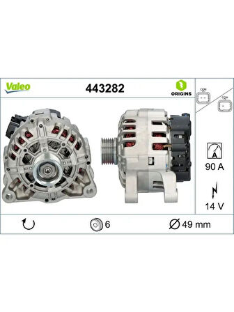 ALTERNATOR 14 V 90 A 207-C3 I II 1.4 TU3JP