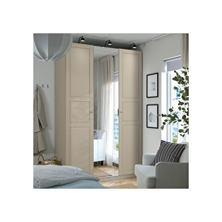 PAX gardırop, gri-bej-aynalı cam, 150x60x236 cm
