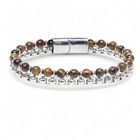  FM Çelik Zincirli Kaplan Gözü Ve Hematit Bileklik 31832B21D8 