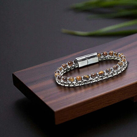  FM Çelik Zincirli Kaplan Gözü Ve Hematit Bileklik 31832B21D8 