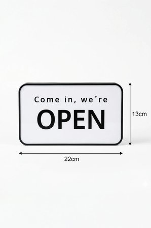 İçeri gelin, açığız! - Come in, we’re Open Tasarımlı Dekoratif Aydınlatma (13x22cm)