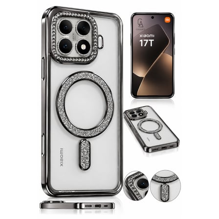 Xiaomi 17T Uyumlu Kılıf Parlak Taşlı Simli M-Safe Telefon Kılıfı Kapak