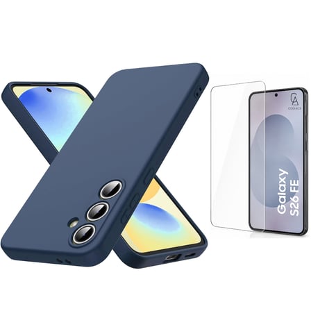 Samsung Galaxy S26 FE Uyumlu Içi Kadife Lansman Kılıf ve Şeffaf Temperli Cam Ekran Koruyucu