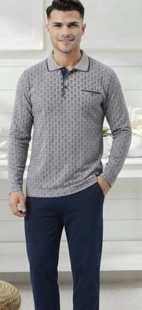 Uzun Kol Pamuklu İnterlok Erkek Pijama Takımı 