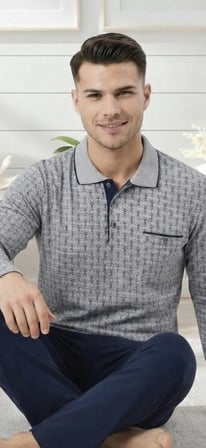Uzun Kol Pamuklu İnterlok Erkek Pijama Takımı 