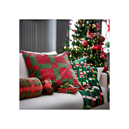 Kırlent kılıfı, kırmızı-yeşil, 65x65 cm