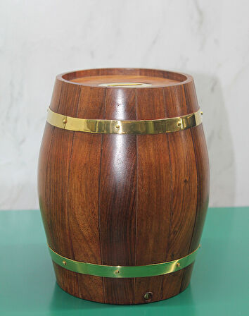 Pirinç Detaylı Fıçı Kumbara Model 3