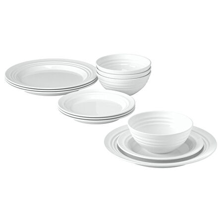 Yemek takımı, beyaz, 12 parça