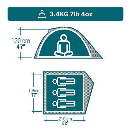3 Kişilik Kamp Çadırı - MH100