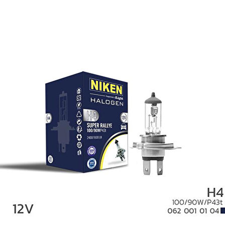 NIKEN H4 100W/90W HALOJEN AMPUL P43T 125 (10 ADET)
