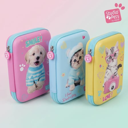 BakGelAl Studio Pets 3D Kabartmalı Kalem Kutusu Kedi Köpek Desenli Fermuarlı Bölmeli Okul Kalemliği Büyük