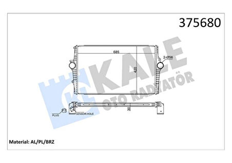INTERCOOLER VOLVO S60 1 384 2.0T 00<2010S80 1 184 2.4D 01<2006570 2 285 2.4D 01<2008XC70 1 CROSS COUNT RY 295 D5 VX AWD 02<08 BRAZING 30MM TURBO RADYATÖRÜ 30741580 30748809 31274554 8649471