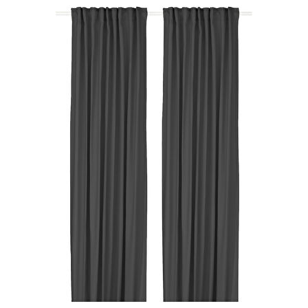 Fon perde/2 kanat, koyu gri, 145x300 cm, ışık filtreleyici, polyester