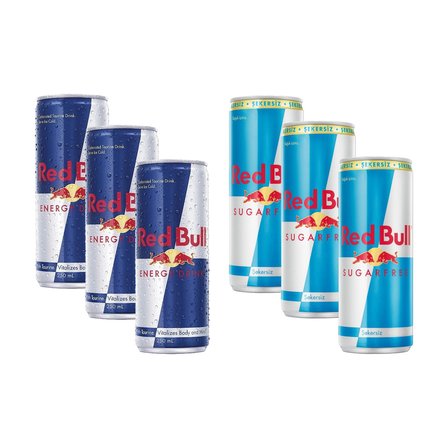 Red bull Enerji İçeceği 250 ml Normal ve Şekersiz 6 li Karma Paket