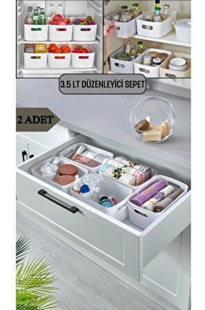 2 ADET 3.5 Lt Dolap Içi, Buzdolabı Düzenleyici, Banyo Organizer Sepet