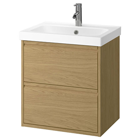 Lavabo dolabı kombinasyonu, meşe görünümlü, 62x49x69 cm, DALSKAR batarya