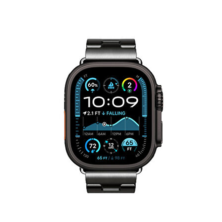 Apple Watch Ultra / Watch Ultra 2 49mm Uyumlu Dayanıklı Metal Şerit Tasarım Kordon