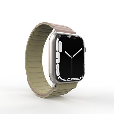 Apple Watch Series 7/8/9 41mm Uyumlu Strap Manyetik Mıknatıslı Silikon Kordon Kayış